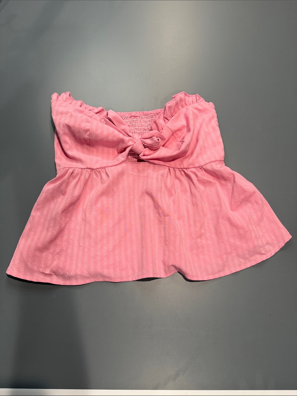 Pink Strapless Bow Peplum Top